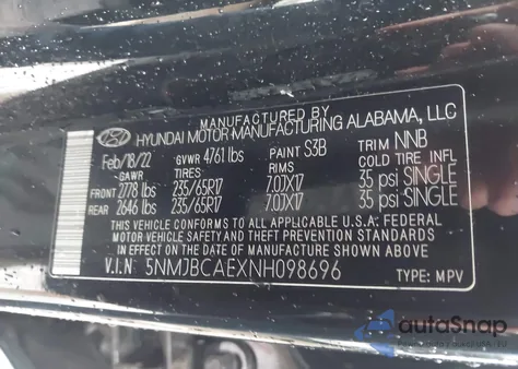 2022 Hyundai Tucson Sel from USA, damaged, VIN 5NMJBCAEXNH098696